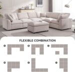 Cloud Couch Modular Sectional Sofa Modern Oversized Couches with Ottoman 7 Seater L-Shaped Sofas Comfy Couches for Living Room Spacious Space Apartment Lounge, Cream - Image 7