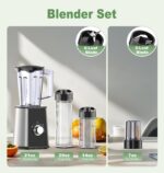 Smoothie Blender, Personal Blenders for Smoothies and Shakes, Smoothies Maker and Coffee Grinder with 2 To-Go Cups, Countertop Blender for Kitchen, BPA Free - Image 8