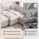 Cloud Couch Modular Sectional Sofa Modern Oversized Couches with Ottoman 7 Seater L-Shaped Sofas Comfy Couches for Living Room Spacious Space Apartment Lounge, Cream - Image 6