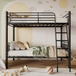 Metal Bunk Bed, Bunk Bed Twin Over Twin for Adults & Kids, Bunkbeds with Safety Guardrail and Ladder, No Box Springs, Space-Saving (Black, Twins) - Image 7
