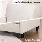 COMHOMA Mid-Century Accent Chair,Modern Upholstered Linen Fabric Chair with Thick Cushion&Solid Legs,Comfy Single Sofa Armchair for Living Room,Bedroom(White) - Image 7