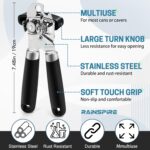 Rainspire Upgraded Can Opener Manual with Bottle Opener Smooth Edge Cut, Can Opener Heavy Duty, Comfortable Soft Handle, Built-in Bottle Opener, Black - Image 4