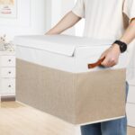 Large Toy Storage Box with Lid, Sturdy Toys Storage Chest Bin Organizer Basket with Dividers for Kids, Boys, Girls, Nursery, Closet, Bedroom, Playroom 25"x13" x16" (Beige and White) - Image 7