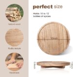 Round Decorative Tray Wood Bathroom Counter Organizer Farmhouse Kitchen Decor Wooden Riser for Soap Dish, Perfume, Candle, Sponge, 10" - Brown - Image 7