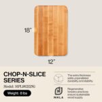 John Boos Chop-N-Slice Series Rectangular Wooden Maple Cutting Board 18”x12” – 1.25” Thick, 8-lb Reversible Butcher Block with Eased Corners, Edge-Grain & Finger Grips – Made in the USA - Image 3