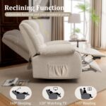 Recliner Chair, Wide Rocker Chair, Rocking Chair with Massage and Heat,360°Swivel Nursery Rocking Chairs, Oversized Recliner for Adults, Cashmere Reclining Sofa for Living Room, Beige - Image 6