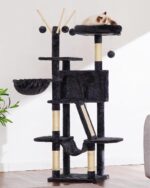 Hey-brother Cat Tree, 53 inch Cat Tower for Indoor Cats, Cat House with Padded Platform Bed, Toy Balls, Large Cozy Condo, Hammocks and Sisal Scratching Posts, Smoky Gray MPJ019-SG - Image 8