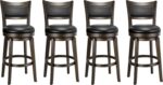PrimeZone Swivel Bar Stools Set of 4, 26 Inch Counter Height Barstools, Black Faux Leather Bar Stool with High Backrest & Solid Wood Legs & Wrap-around Footrest, Counter Stools for Kitchen Island, Pub - Image 2