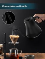 Gooseneck Electric Kettle with ±1℉ Temperature Control for Pour Over Coffee & Tea, Quick Heating, BPA-Free Stainless Steel, Built-in Brew Timer, 1500W/0.9L (Ebony Black) - Image 4
