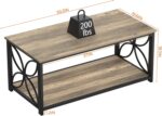 GreenForest Coffee Table for Living Room, 39 inch Small Table with Storage Shelf, Modern Center Table for Sofa Home Office, Grey Wash - Image 3