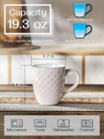 DOWAN Coffee Mugs Set of 6, 19 oz Large Mug, Ceramic Embossment Stoneware Tea Cups with Handle for Men Women, Handcrafted Mug Gift Set, Housewarming Wedding Gift - Image 4