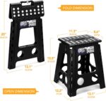 Delxo 16 Inch Folding Step Stool,Foldable Stool for Adults with Safety Lock,Portable Collapsible Plastic Stepstool,Non Slip Folding Stools for Kitchen Bathroom Bedroom Up to 400LBS,(Black 1PC) - Image 8