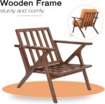 Okeysen Accent Chair Mid Century Modern Chair,Comfy Leather Upholstered Armchair with Wood Frame & Removable Cushions, Side Reading Arm Recliner Lounge Chairs for Bedroom, Living Room, Brown - Image 6