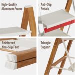 2 Step Lightweight Aluminum Folding Ladder, Portable Step Stool with Anti-Slip Pedals, 330 lbs Capacity for Home, Office, Kitchen（White&Woodgrain） - Image 8