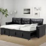 Naomi Home Modern Sectional Sofa with Storage Chaise Black/Air Leather - Image 7