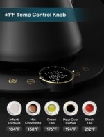 Gooseneck Electric Kettle with ±1℉ Temperature Control for Pour Over Coffee & Tea, Quick Heating, BPA-Free Stainless Steel, Built-in Brew Timer, 1500W/0.9L (Ebony Black) - Image 5