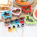 Elfkitwang Sandwich Cookie Cutters Set, Dinosaur,Heart,Star,Mouse,Sandwich Knife Cookie Knife Vegetable Cutter Food Grade Cookie Mould.(12Pcs) - Image 4
