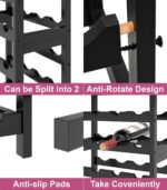 6 Tier Bamboo Wine Rack Freestanding Floor, 24 Bottles Wine Storage Shelves with Table Top, Stackable Wine Display Rack for Kitchen, Bar, Dining Room, Rustic Brown and Black - Image 6