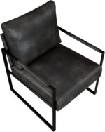 Lexicon Modern Accent Chair, Faux Leather Upholstered Living Room Chair With Wrapped Armrests,Arm Chair With Black Metal Frame,Comfy Single Chair For Living Room/Bedroom/Reading Room/Office,Dark Brown - Image 9