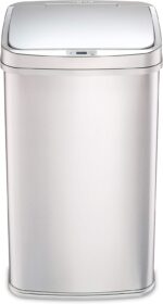 Ninestars Automatic Touchless Motion Sensor Rectangular Trash Can 13.2 Gallons, 50L, Silver, 13 Gal. 50 L, Silver Trim - Image 6