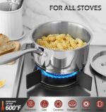 MICHELANGELO Stainless Steel Saucepan Set with Stainless Lids, Tri-Ply Bottom Sauce Pan with Lid, Sauce Pot Set 1QT & 2QT &3QT, Nonstick Saucepan, Dishwasher Safe - Image 7