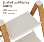 2 Step Lightweight Aluminum Folding Ladder, Portable Step Stool with Anti-Slip Pedals, 330 lbs Capacity for Home, Office, Kitchen（White&Woodgrain） - Image 6