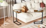 QEEIG Narrow C Shaped Side Table Set of 2 Living Room Sets Slim Couch Tray Tables Skinny Thin Small Farmhouse 7 inch Width, Rustic Brown (017-18BN) - Image 8