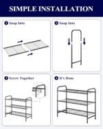 Kitsure Shoe Rack - Stainless Steel Shoe Organizer, Sturdy Shoe Rack for Closet and Front Door Entrance, Free Standing Shoe Shelf, Closet Organizers and Storage, 25.6" Wide - 3 Tier, Black - Image 8