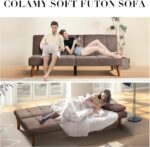 COLAMY Futon Sofa Bed-Fabric Small Couch, Lounge Convertible with 2 Cup Holders, Removable Soft Armrest, Adjustable Backrest for Dorm/Bedroom/College - Image 7