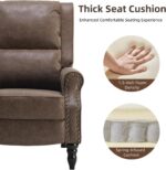 Leather Recliner Chair, Pushback Recliner Chair with Adjustable Backrest Footrest, Mid Modern Reclining Chair with Overstuffed Arms Lumbar Support for Reading, Living Room, Drak Brown - Image 7