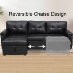 Naomi Home Modern Sectional Sofa with Storage Chaise Black/Air Leather - Image 4
