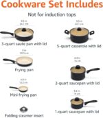 Amazon Basics 11-Piece Ceramic Non-Stick Pots and Pans Set, Dishwasher & Oven Safe, Non-Toxic, Easy Clean, Black/Cream - Image 5
