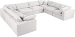 Meridian Furniture 601Cream-Sec8A Serene Collection Modern | Contemporary Deluxe Comfort Modular Sectional, Soft Linen Textured Fabric, Down Cushions, 158" W x 120" D x 32" H, Cream - Image 2