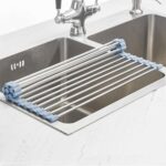 MECHEER Over The Sink Dish Drying Rack, Roll Up Dish Drying Rack Kitchen Dish Rack Stainless Steel Sink Drying Rack, Foldable Dish Drainer, Gray - Image 6