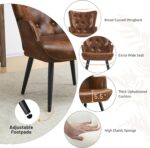 Furniliving PU Leather Accent Chair for Living Room, Upholstered Reading Chair with High Backrest, Tufted-Button Wingback Armchair for Bedroom, Dressing Room, Home Office, Brown - Image 6