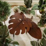 BAMEOS Monstera Leaf Nesting Tables Set of 2, Small Coffee Table Set with Leaf Vein Pattern, Modern Wooden Side Tables for Living Room Bedroom Apartment Balcony Yard - Image 8