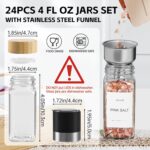 Spice Jars, 24 Pcs 4oz Seasoning Jars with Label, Glass Jars with Bamboo Lids, Spice Containers Bottles with Pepper Grinder & Stainless Steel Funnel for Seasoning Organizer, Cabinet, Drawer - Image 5