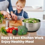 5.3Qt Stainless Steel Salad Spinner with Stop Button, BPA-Free Vegetable Lettuce Spinner, Transparent Lid & Drainage Hole, Non-Slip Base, Dishwasher Safe Fruit Washer - Image 9