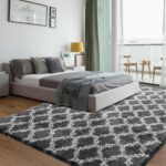 Shag Area Rug 5x7 Feet Extra Soft Rugs for Living Room, High Pile Indoor Carpet for Bedroom, Playroom, Nursery, Home Decor, Geometric, Dark Grey/White - Image 8
