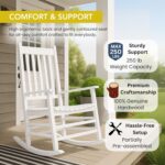 Shine Company Vermont Porch Rocker, High Back Wood Rocking Chair, White - Image 5
