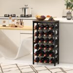 6 Tier Bamboo Wine Rack Freestanding Floor, 24 Bottles Wine Storage Shelves with Table Top, Stackable Wine Display Rack for Kitchen, Bar, Dining Room, Rustic Brown and Black - Image 8