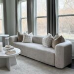 Acanva Luxury Modern Tight Curved Back Velvet Sofa, Minimalist Style Comfy Couch for Living Room Apartment, 3 Seater, Cream - Image 5