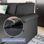 U Shaped Sectional Couch for Living Room,110" 4-Seater Comfy Couch with Double Chaise,Deep Seat Modular Sofa Couches with Thick Cushion & Soft Backrest,Black - Image 5