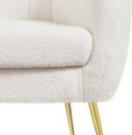 Yaheetech Sherpa Fabric Accent Chair, Modern Cozy Vanity Chair with Gold Metal Legs, Boucle Fabric Armchair with Removable Seat Cushion for Living Room Bedroom Office Guest Room, Ivory - Image 10
