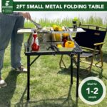 2Ft Small Folding Table with Carry Handle, Adjustable Height 10.6–22 in, Black Metal Mesh, Portable & Compact Indoor/Apartment/Card/Side/Grill Table, 23.6×15.8 in, 4 lb, 66 lb Capacity - Image 3