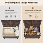 Wicker Storage Basket with Lid,Rattan Shelf Basket with Removable Liner Bag,160L Storage Bin,Storage Trunk with Heightened Feet,Storage Container for Wardrobe,Home Organizer - Image 7