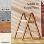 2 Step Lightweight Aluminum Folding Ladder, Portable Step Stool with Anti-Slip Pedals, 330 lbs Capacity for Home, Office, Kitchen（White&Woodgrain） - Image 9