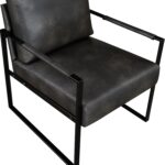 Lexicon Modern Accent Chair, Faux Leather Upholstered Living Room Chair With Wrapped Armrests,Arm Chair With Black Metal Frame,Comfy Single Chair For Living Room/Bedroom/Reading Room/Office,Dark Brown - Image 10