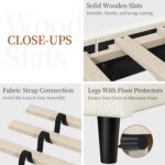 Yaheetech Queen Bed Frames with Adjustable Headboard, Chenille Fabric Upholstered Headboard/Platform Bed, Queen Size Bed Frame No Box Spring Needed/Wood Slats Support/Easy Assembly/Beige - Image 9