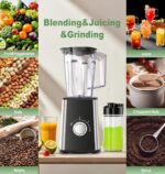 Smoothie Blender, Personal Blenders for Smoothies and Shakes, Smoothies Maker and Coffee Grinder with 2 To-Go Cups, Countertop Blender for Kitchen, BPA Free - Image 3